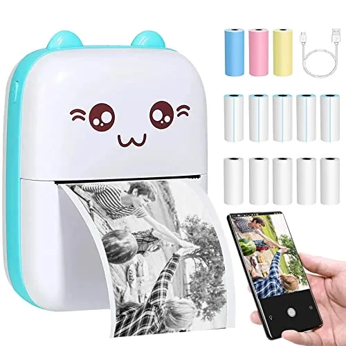 DMZK Mini Impresora Termica, Impresoras Fotográficas Portatil para Movil Bluetooth, Compatible con iOS y Android, para Imprimir Etiqueta, Fotos, Notas, Lista, Diario