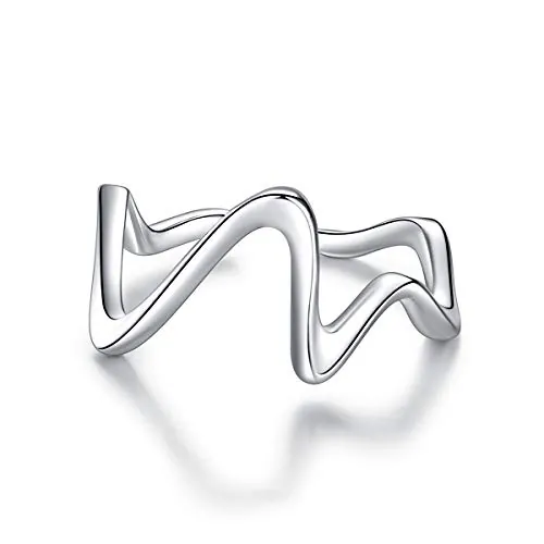 Qings Anillos Ajustables de Plata de Ley Anillos Altos y Bajos de mi hija Anillo Abierto Inspirador de Ondas CZ Zig Zag Up and Down V Anillos Joyas Regalos para Niñas Mujeres