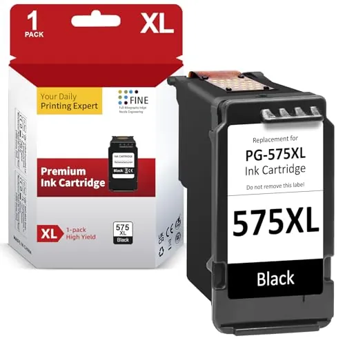 Cartucho de tinta negra PG-575XL de alto rendimiento - Reemplazo compatible con Canon Pixma TS3550i TS3551i TS3750i TS3751i TS3752i TR4750i TR4751i TR4755i TR4756i - Compatible con PG-575 XL - 1
