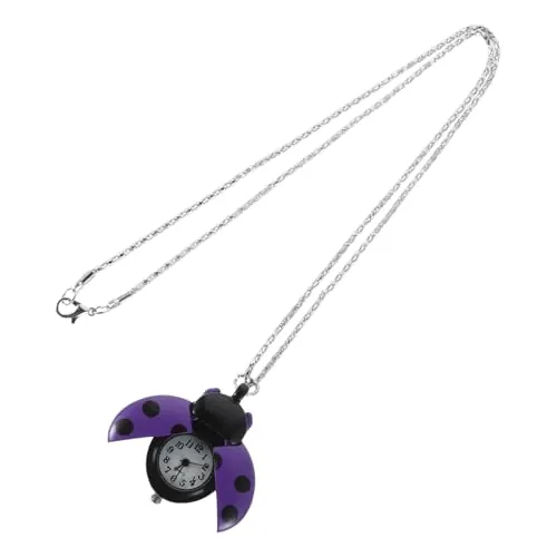 Baluue Reloj de Bolsillo para Mujer Diseño de Mariquita en Aleación y Vidrio, Ligero y Preciso, Adecuado para Eventos Cosplay y Uso Diario, Estilo Vintage Púrpura Varios Estilos