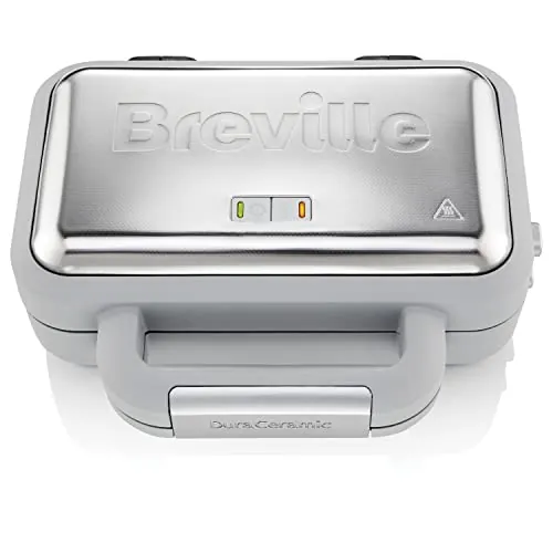 Breville Plancha para gofres DuraCeramic | Plancha para gofres antiadherente y fácil de limpiar con placas extraíbles Deep-Fill | Blanco y acero inoxidable [VST072X].