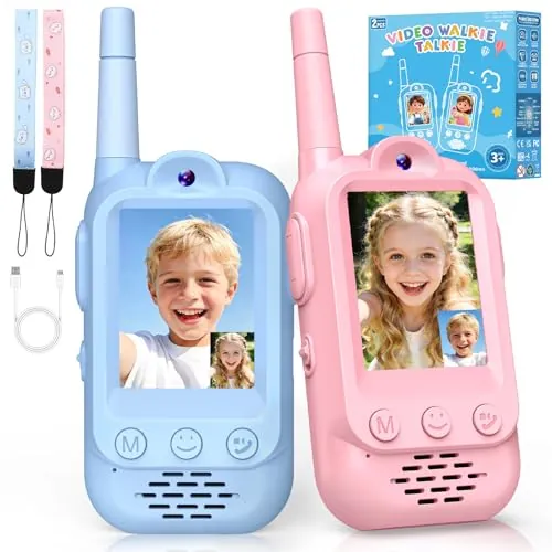iKidiki Regalo Niñas Niños 3 4 5 6 7 8 Años, Juguetes Niño 3-8 Años Vídeo Walkie Talkie Niñas Recargable Juegos Niños 3-8 Años Regalos Cumpleaños Juguetes Exterior para Niños