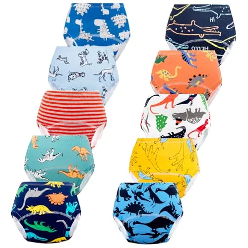 JackLoveBriefs Pack de 10 Bragas de Aprendizaje niño 3-4 Años(Multicolor，Talla：M)
