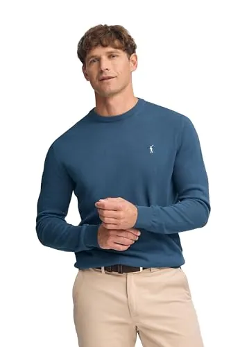 Polo Club Jersey Punto Fino Algodón Hombre - Cuello Redondo Azul Denim