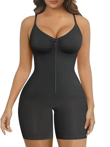 SHAPERX Body Moldeador Mujer, Fajas Reductoras Abdomen Fuerte con Cremallera, Shapewear Seamless Invisible, Cintura Alta, Body Control, UK-SZ5862-Black-2XL