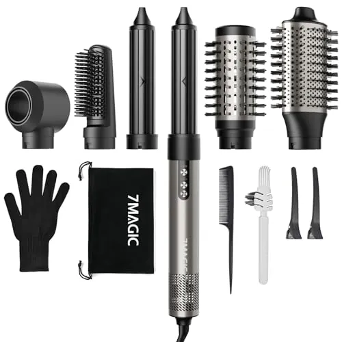 Moldeador Pelo 6 en 1, 110.000 Rpm, Cepillo Secador de Pelo, Rizador Pelo Ondas, Cepillo Alisador Pelo, Sin Daño Térmico, Cuidado Iónico, Secado Rápido, Salón Profesional en Casa