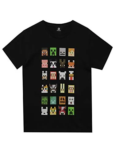 Minecraft Minecraft Camiseta de Manga Corta para Chicos (5-6 años), Color Negro, Negro, 5-6 años