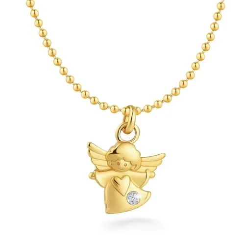 fish Colgante De Ángel En Oro Con Cristal Para Niños Con Certificado
