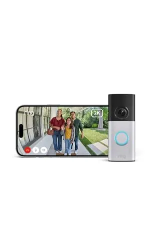 Ring Videotimbre cableado Plus (Wired Video Doorbell Plus, última generación) | Videotimbre con cámara | Retinal 2K | Amplio campo de visión | Prueba gratuita de 30 días del plan de suscripción Ring