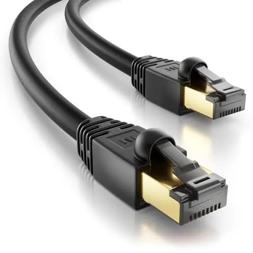 deleyCON 2m CAT 8.1 Outdoor Cable de Red para Exterior (40 Gbit/s, 2000 MHz, Blindaje S/FTP, Cobre) RJ45 Conector Ethernet LAN DSL Cable Patch - Resistente a la Intemperie - PC, TV, Cámara, PoE