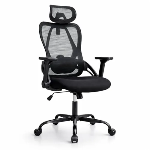 Silla de Oficina o Escritorio Ergonómica Profesional | Soporte Lumbar Ajustable | Reposacabezas Regulable | Reposabrazos 3D | Respaldo Transpirable de Malla | Silla gaming | Ruedas 360º | Office Chair