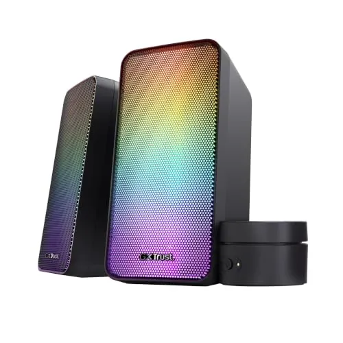 GXTrust Ezaro Altavoces PC 2.0 con Iluminación RGB y Mando con Cable