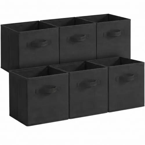 Lifewit Cajas Almacenaje Tela 26.5x26.5x28cm, Negro, Juego de 6