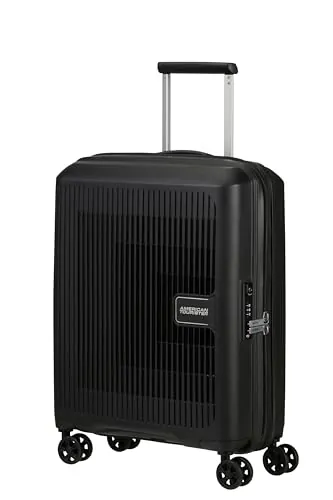 American Tourister Aerostep - Spinner S, Equipaje de Mano Ampliable, 55 cm, 36/40 L, Negro (Negro)