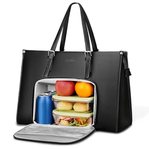 MATEIN Bolso Portatil Mujer de 15,6 Pulgadas, Bolso Grande Mujer, Negro