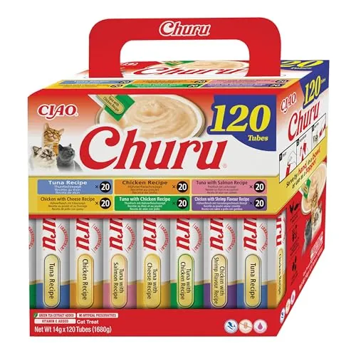 INABA Churu Snack para Gatos, Multipack Pollo y Atún, 120 x 14g