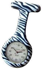 Boolavard Nueva Silicona Enfermeras Broche túnica Fob Relojes batería Gratis TM (Cebra)