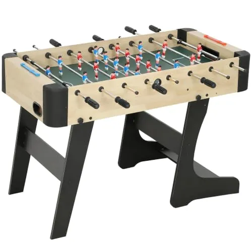 SPORTNOW Futbolín Plegable de Madera 118x107,5x78 cm Natural