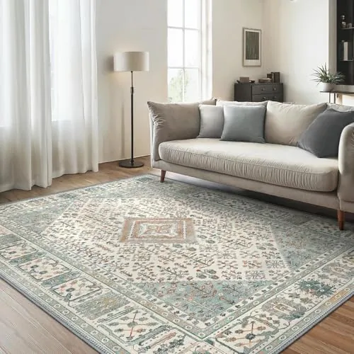 GENIMO Alfombra Salon Sin Peluche,Alfombra Cocina Lavable Antideslizante,Alfombra Pasillo de Dormitorio,Alfombra Silla Escritorio,Comedor,Verde Claro,160x230 cm
