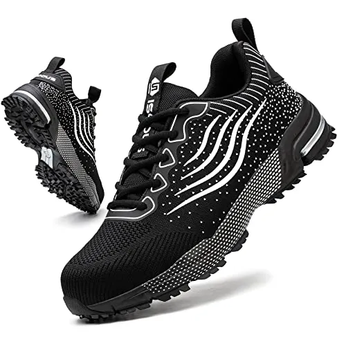 Zapatos de Seguridad para Hombre Mujer Zapatillas Trabajo Ligero Negro 43