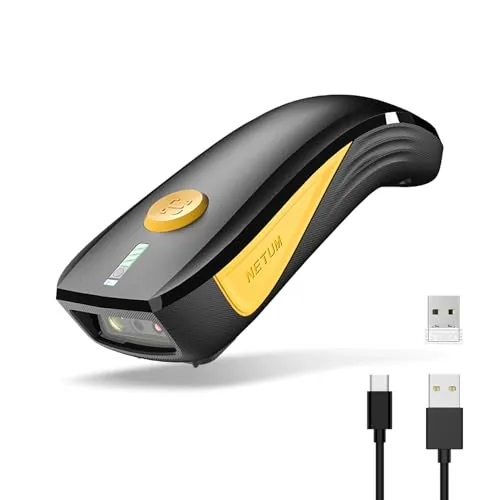 NETUM CS7501 Escáner de Código QR – Escáner de Código de Barras Bluetooth Mejorado, Mini Lector de Código de Barras Portátil 1D y 2D para Gestión de Inventario, Escáner de Imágenes Inalámbrico