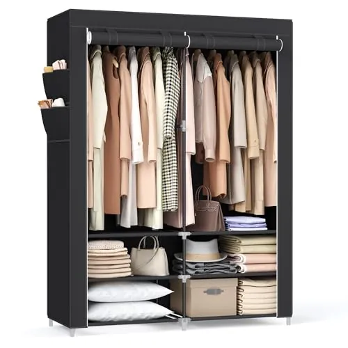SONGMICS Armario de Ropa, 127 x 45 x 176 cm, 2 Barras de Colgar