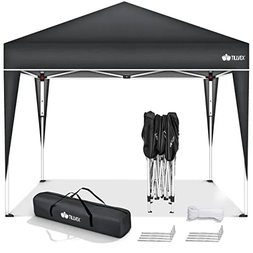 tillvex Gazebo Plegable Cenador 3x3m Impermeable | Pabellon de Jardin Pop-up Regulable en Altura | Carpa de jardín protección UV 50+ | Cenador de Fiesta con Bolsa (Antracita)