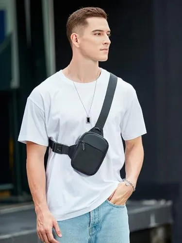 Bolsa Bandolera para Hombres y Mujeres, Mini Bolsas Cruzadas con Correa Ajustable, Resistente al Agua, Soporte para teléfono para Entrenamiento, Correr, Senderismo, Viajes, Color Negro