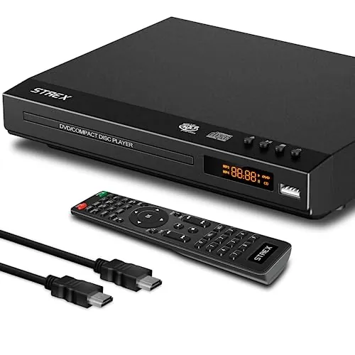 Strex Reproductor de DVD Con HDMI - Full HD 1080P - Control remoto - USB - HDMI/RCA - Región Libre - Negro