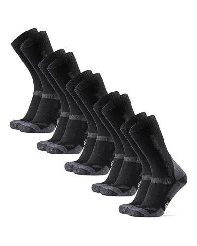 DANISH ENDURANCE Calcetines Senderismo Lana, 3 y 5 Pack Negro/Gris 43-47 | Calcetines de Senderismo de Lana Merino, Cálidos y Acolchados Contra Ampollas, para Trekking y Largas Jornadas, Unisex