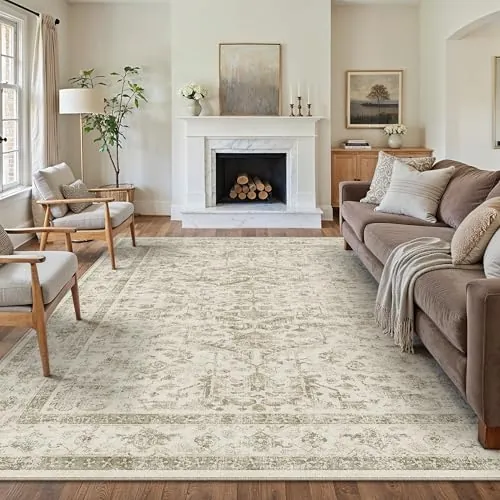 PureCozy Alfombra Salon 200x300cm Beige Lavables en Lavadora