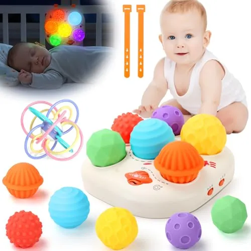YOOHBERRYS Juguetes Bebes 6-12 Meses, Musical Juguete Bebe con Luces, Montessori Juguetes con 6 Pelotas Sensoriales, Educación Temprana Regalo para Bebes Recien Nacidos de 1 2 3 Año