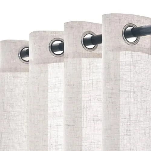 Woaboy Cortinas Lino Visillo Ojales Salon Dormitorio 2Pz 140x280cm Blanco