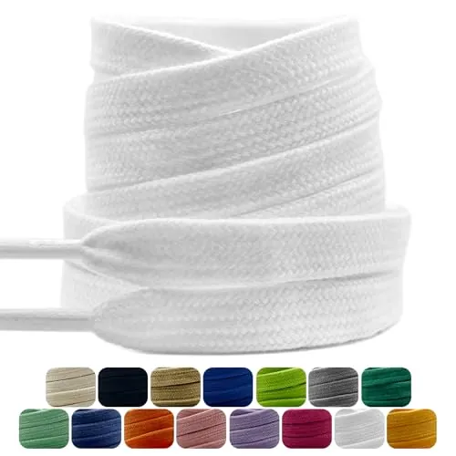 Dafannis Cordones Planos de Algodón Para Zapatos Deportivos - 9 mm de Ancho, Muy Resistentes, 2 Pares de Repuesto de Primera Calidad