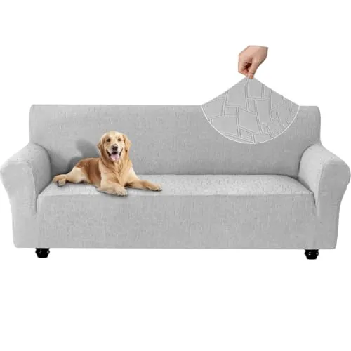 Ystyle Funda Sofa 3 Plazas, Couch Cover Elasticas, Funda para Sofa Antiarañazos Gatos, Forros para Sofas Antideslizante, Protector Sofa Antimanchas Lavable Anti Perros, Gris Plata
