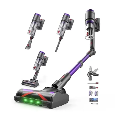Circlio Aspiradora Sin Cable 90 Min, 58kPa/600W, Escoba Aspiradora sin Cable de 1.6L, Pantalla Táctil LED Inteligente, Aspirador Inalámbrico Antienredo, Ideal para Suelos, Alfombras y Pelo de Mascotas