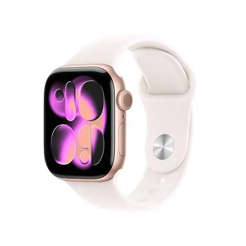 Apple Watch Series 11 GPS con Caja de Aluminio en Oro Rosa de 42 mm y Correa Deportiva Rosa Rubor-Talla S/M.Calidad del Sueño,monitores de entreno y Salud,Pantalla Siempre Activa, Resistencia al Agua