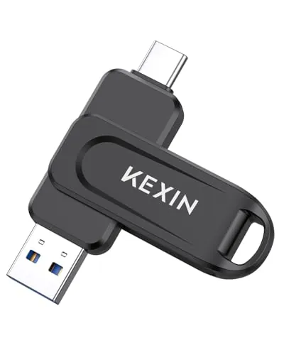 KEXIN Pendrive 128GB Pendrive USB C 100MB/s Giratoria con Doble USB 3.0 Memoria USB C Unidad Flash Tipo C para Smartphone Tableta iPhone 15/16 Coche Consola, Negro