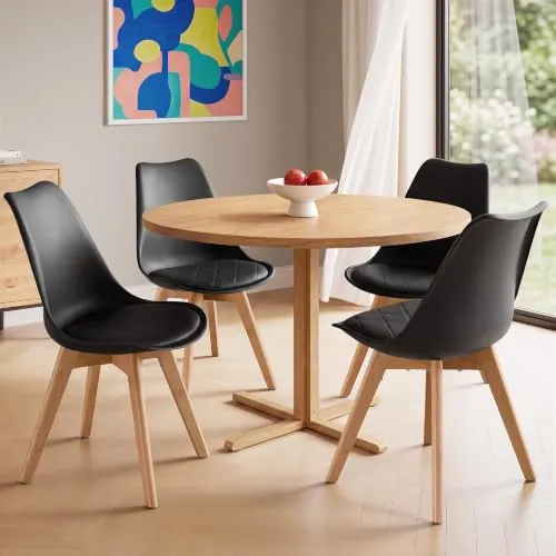 VASAGLE Sillas de Comedor, Asiento Acolchado, Set de 4, 46,5 x 57 x 79 cm
