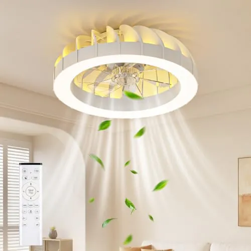 GLOFAN 46cm Ventilador de Techo con Luz, 6 Velocidades,Iluminación 1800K