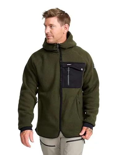 RevolutionRace Sherpa Hoodie para Hombre, Chaqueta Polar Cálida y Duradera, Forest Night, S