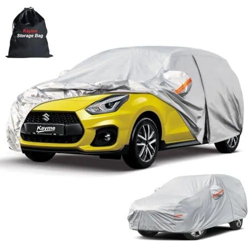 Kayme Funda Coche Exterior, Compatibles con Suzuki Swift (2004-2025), Cubierta para Coche Impermeable Anti-UV Antipolvo de 6 Capas, Cubre Coche con Cremallera y Forro de Algodón.