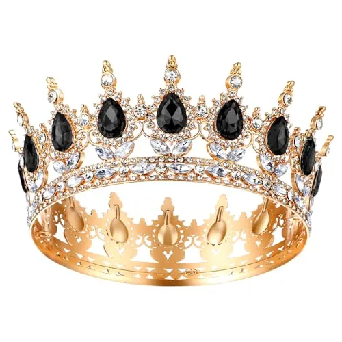 1 corona de princesa para mujer, tiara de cristal negro, diadema de diamantes de imitación, tiaras para boda, tiaras brillantes, corona para novia, corona para tartas, fiestas, desfiles de boda, color