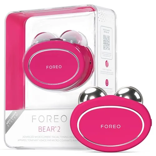 FOREO BEAR 2 - Tonificador facial de microcorrientes - Masajeador facial antiarrugas - Lifting facial inmediato - Reafirma y define - Fuchsia
