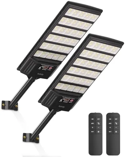 Gefolly Farolas Solares Exteriores, Potente Focos LED Exterior Solares con Sensor de Movimiento, 3000K/4000K/6500K Luz Sola IP66 Impermeable Luces Solares Para Jardin, Patio, Garajes, Calle-2Paquetes