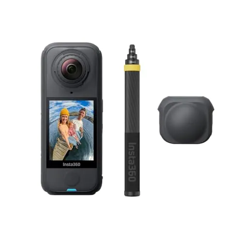 Insta360 X4 Air Paquete sin dron sin Problema: cámara 165 g resolución 8K y 360°, Efecto Selfie Stick Invisible, Lentes reemplazables, graba Primero y encuadra después, Anti Viento Integrado