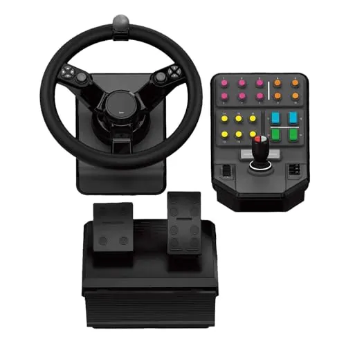Logitech G Saitek Paquete de Equipo Pesado, Volante 900 Grados, +38 Botones Asignables, Dos Palancas Analógicas, USB, PC/Mac - Negro