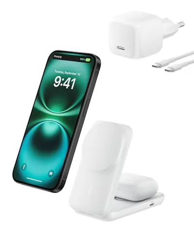 Belkin UltraCharge Cargador Inalámbrico Magnético 2 en 1 Qi2 25 W - Blanco