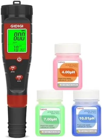 Medidor pH Agua 4 en 1, Medidor pH Piscina, Probador Digital de pH EC TDS Phmetro Digital Medidor Hidroponia para Solución Nutritiva Vegetales,Agua Potable,DWC,Acuario,con Solución Calibración