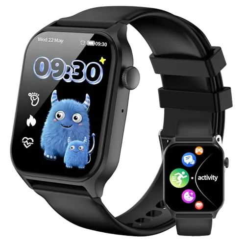 JUBUNRER Reloj Inteligente Niño Smartwatch Niña Monitor Sueño Pulsómetro Podómetro Resistentes Al Agua Deportivo Despertador Juegos Pulsera Actividad Niño Regalos- Adolescentes
